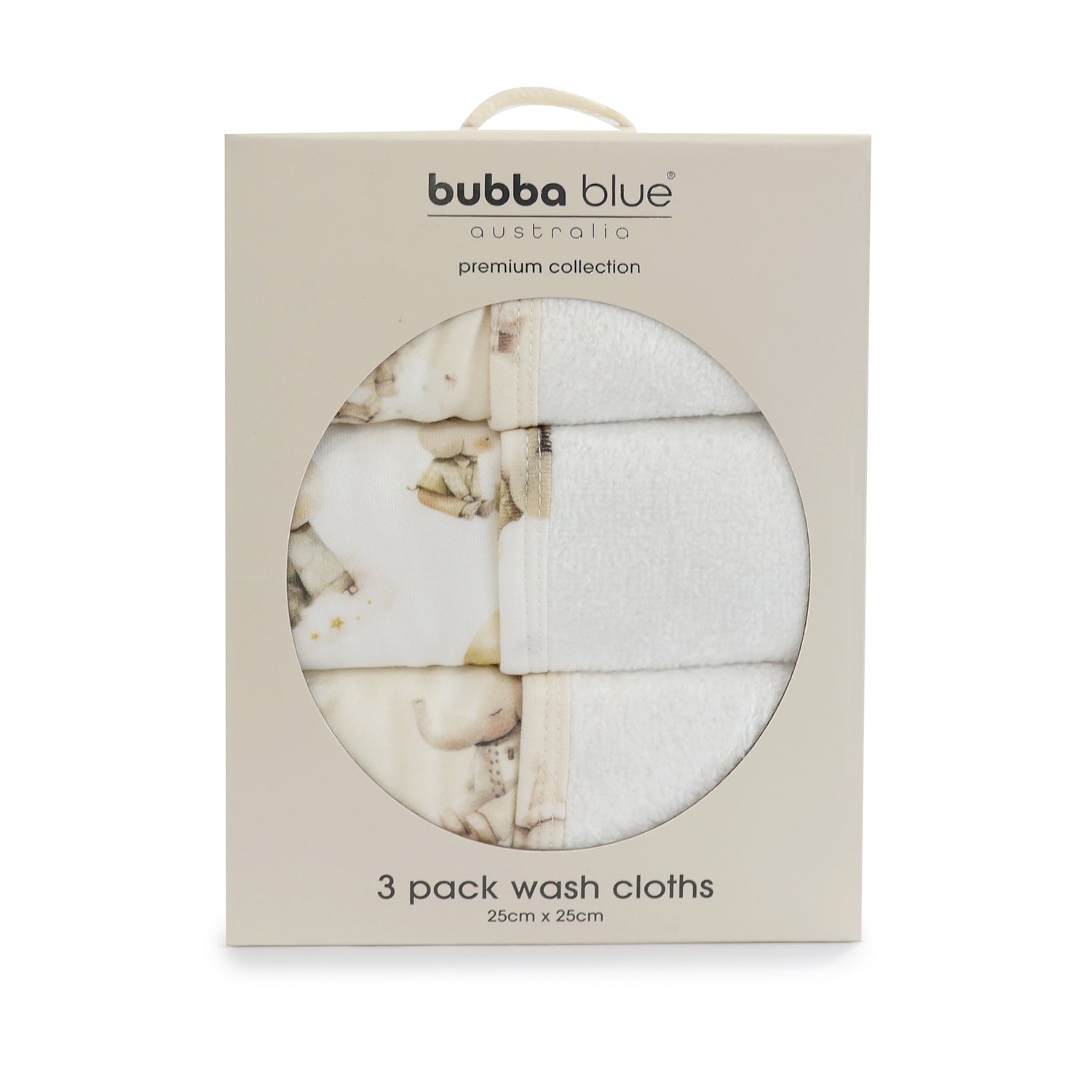 Elephant Bedtime 3pk Wash Cloths - Bubba Blue Australia