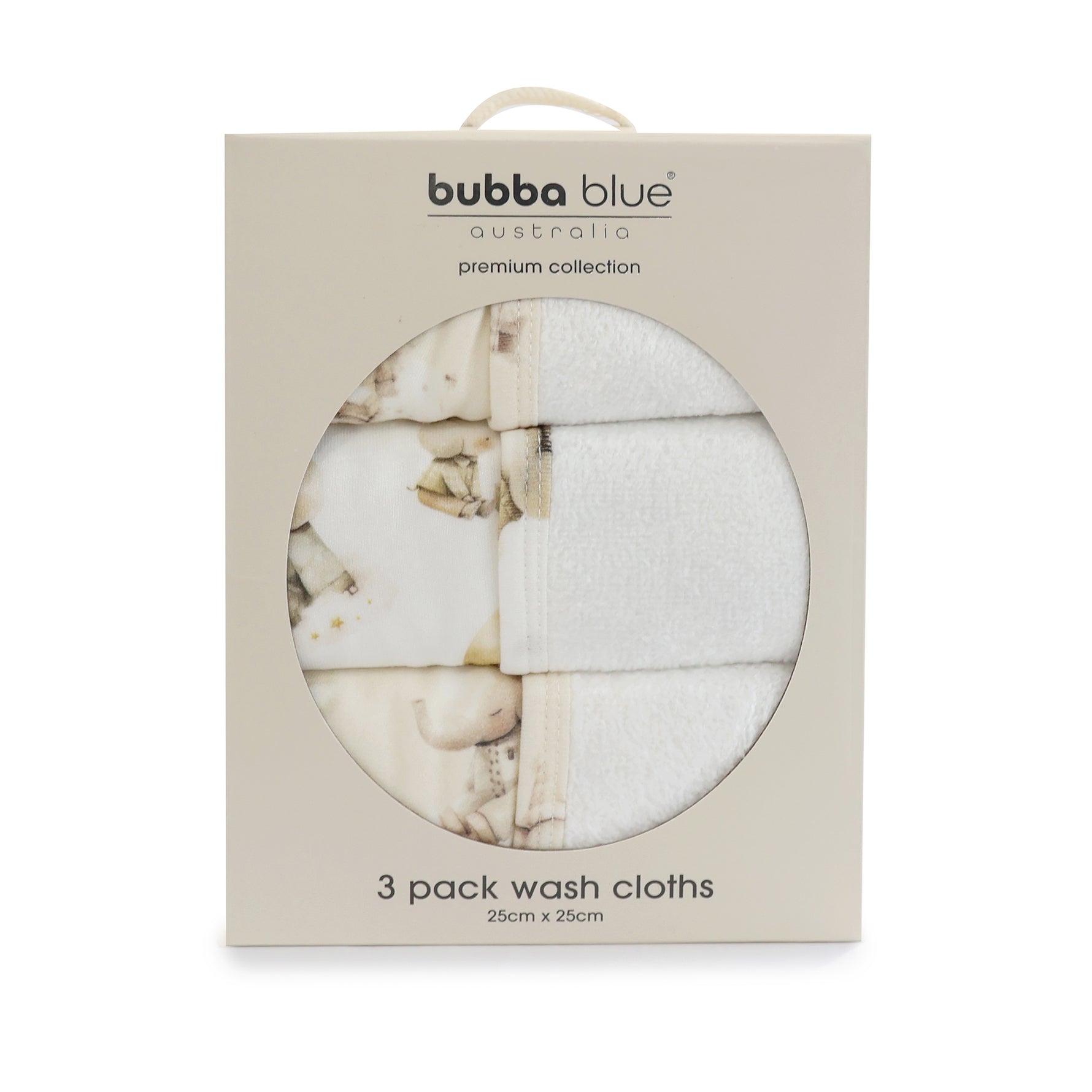 Elephant Bedtime 3pk Wash Cloths - Bubba Blue Australia