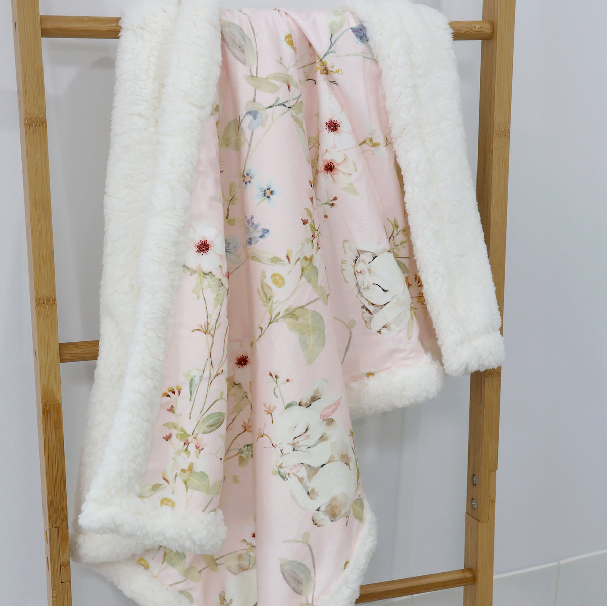 Sleeping Bunny Reversible Fleece Cuddle Blanket - Bubba Blue Australia