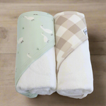 Provincial 2pk Hooded Towel - Olive/Taupe - Bubba Blue Australia
