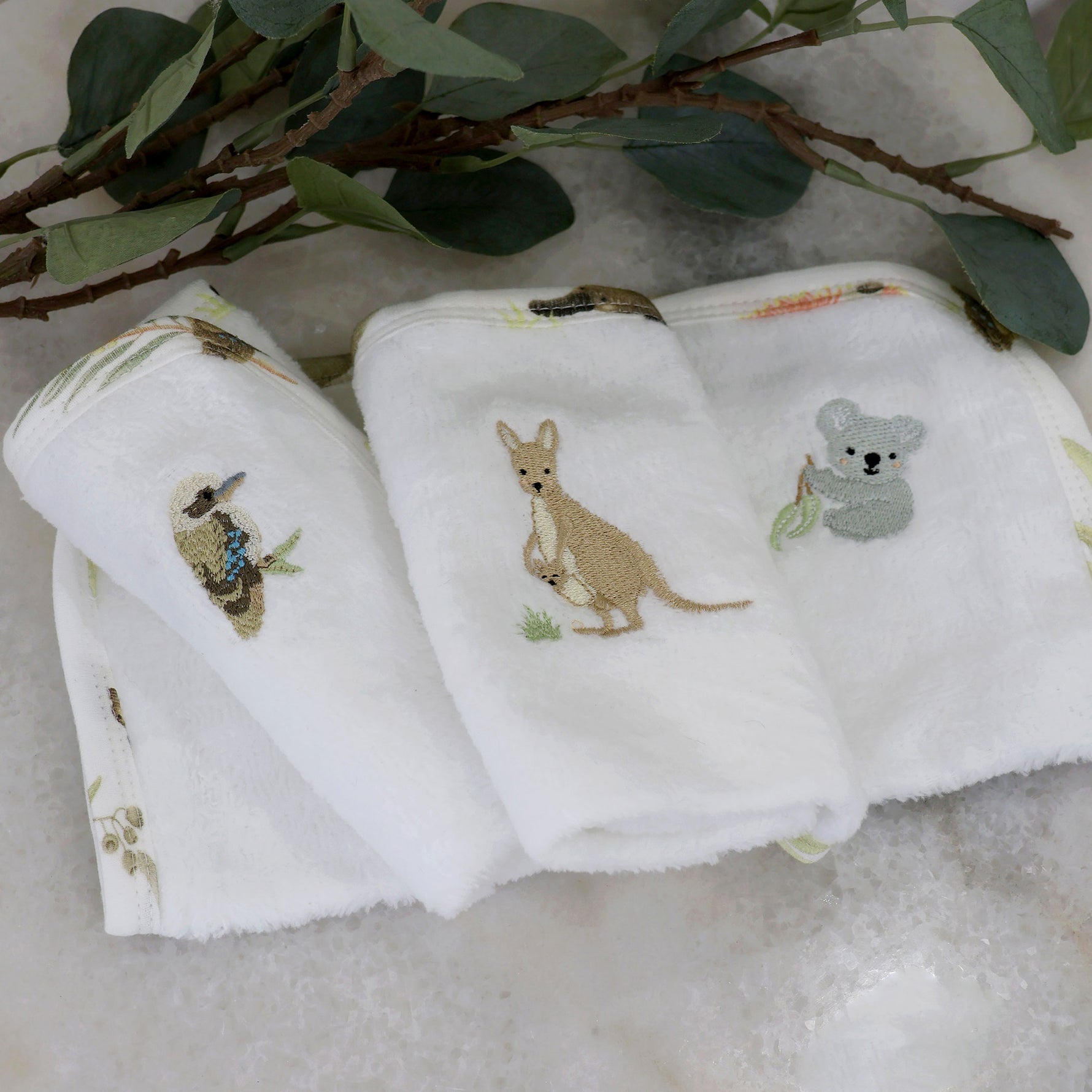 Aussie Animals 3pk Wash Cloths - Bubba Blue Australia