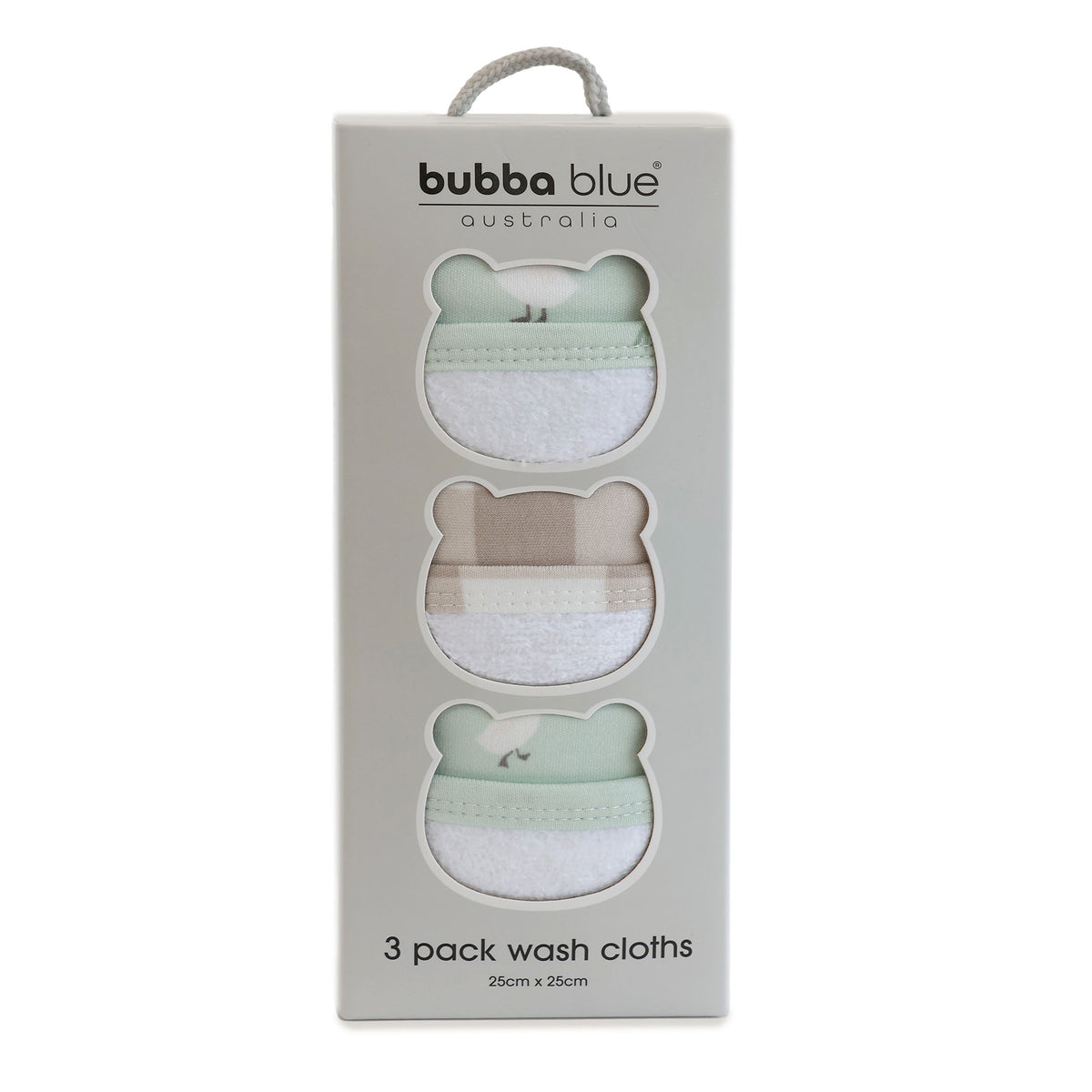 Provincial 3pk Wash Cloth - Olive/Taupe - Bubba Blue Australia