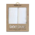 Bamboo White 2pk Cellular Blankets - Bubba Blue Australia