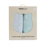 Nordic 2pk Jersey Bassinet Fitted Sheets Dusty Blue/Mint - Bubba Blue Australia