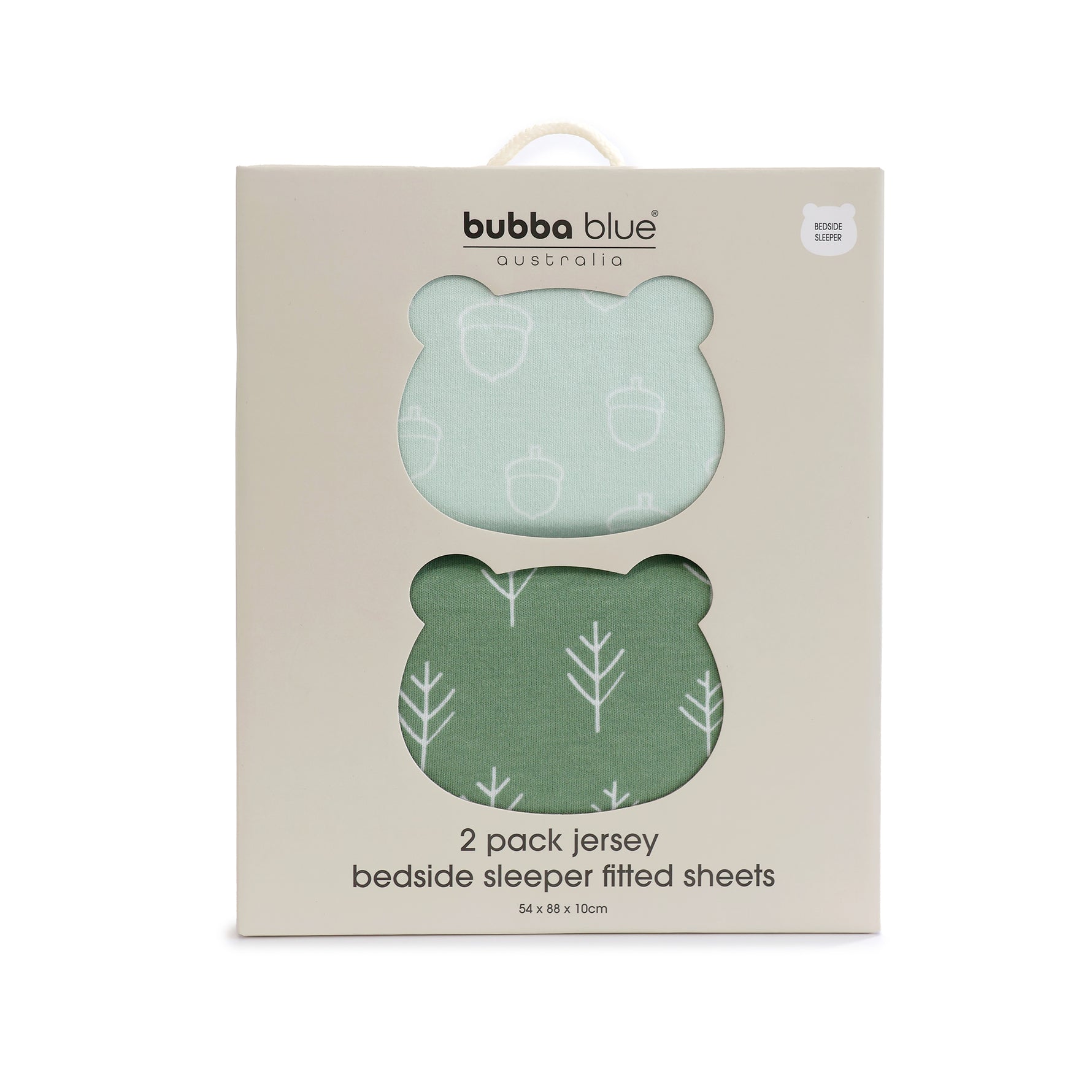 Nordic 2pk Jersey Co Sleeper/Bedside Sleeper Fitted Sheets Avocado/Forest - Bubba Blue Australia