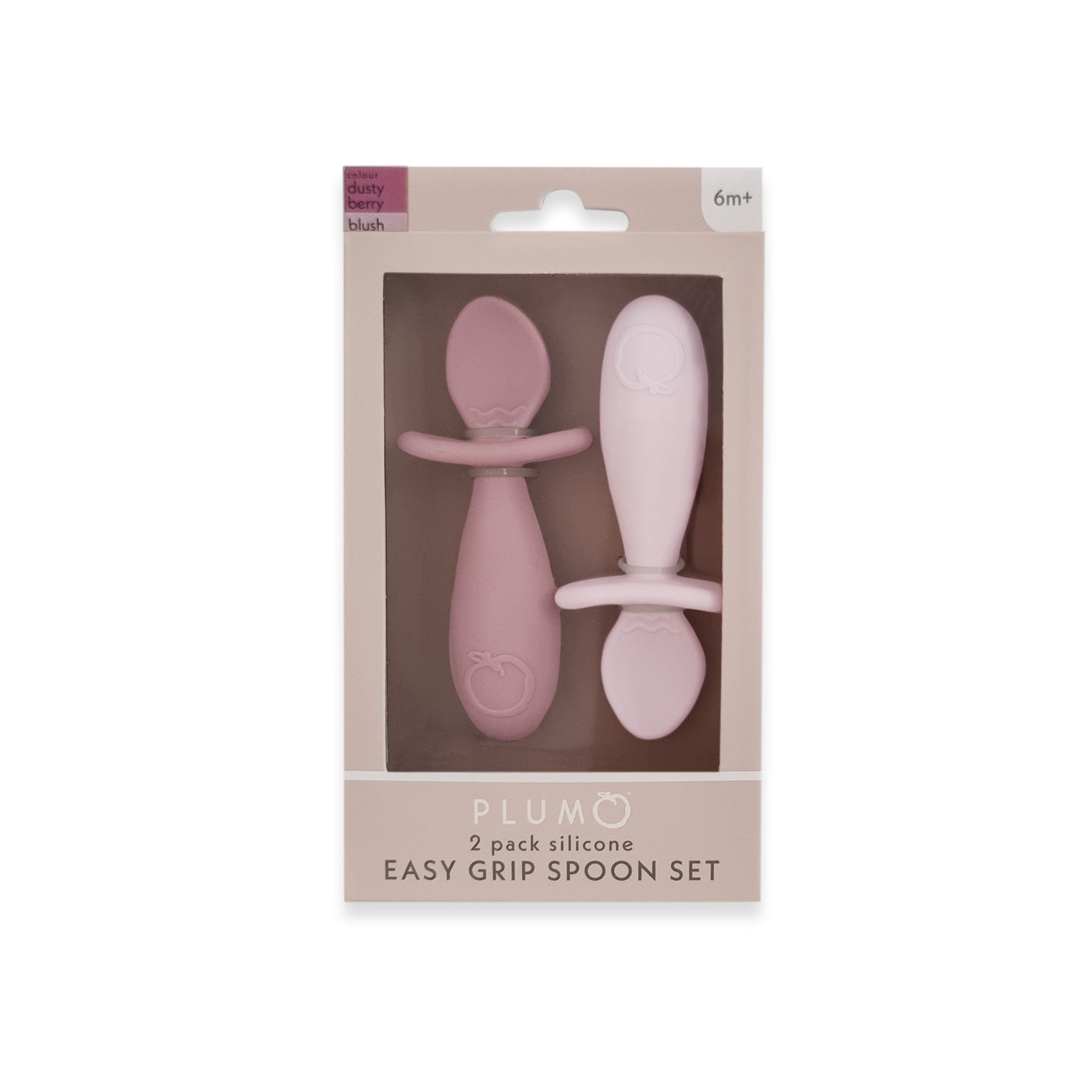 Plum Silicone 2pk Easy Grip Spoon Set- Dusty Berry/Rose - Bubba Blue Australia
