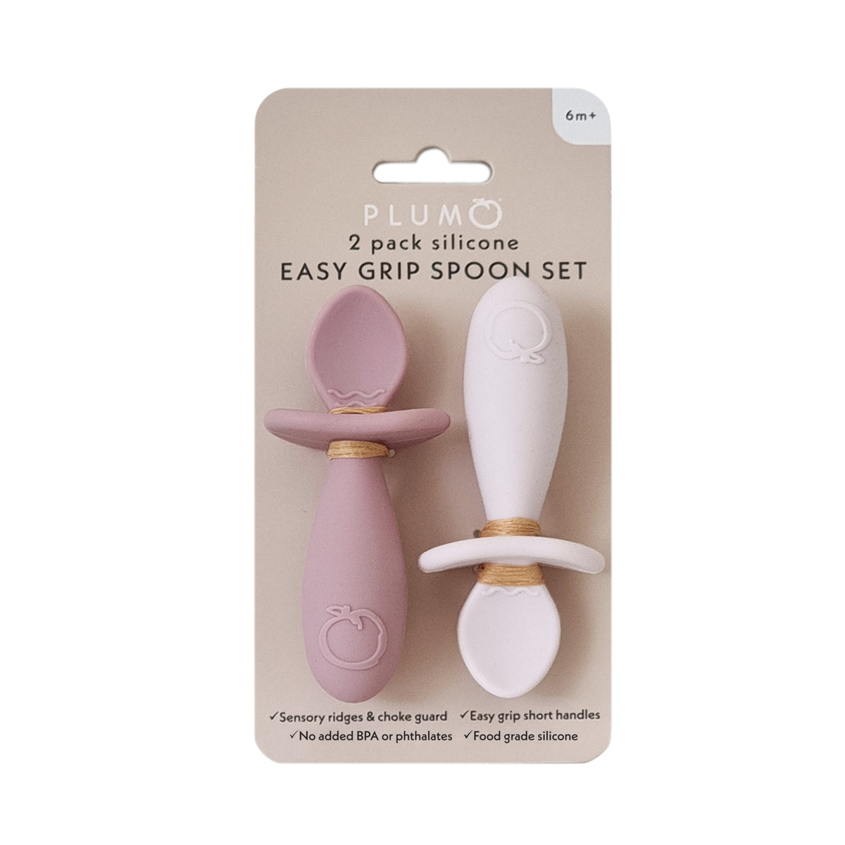 Plum Silicone 2pk Easy Grip Spoon Set - Dusty Berry/Rose - Bubba Blue Australia