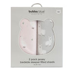 Provincial 2pk Jersey Co Sleeper/Bedside Sleeper Fitted Sheets - Blush/Grey - Bubba Blue Australia