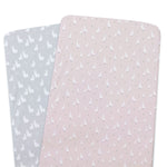 Provincial 2pk Jersey Co Sleeper/Bedside Sleeper Fitted Sheets - Blush/Grey - Bubba Blue Australia