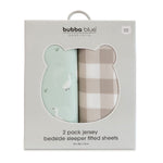 Provincial 2pk Jersey Co Sleeper/Bedside Sleeper Fitted Sheets - Olive/Taupe - Bubba Blue Australia