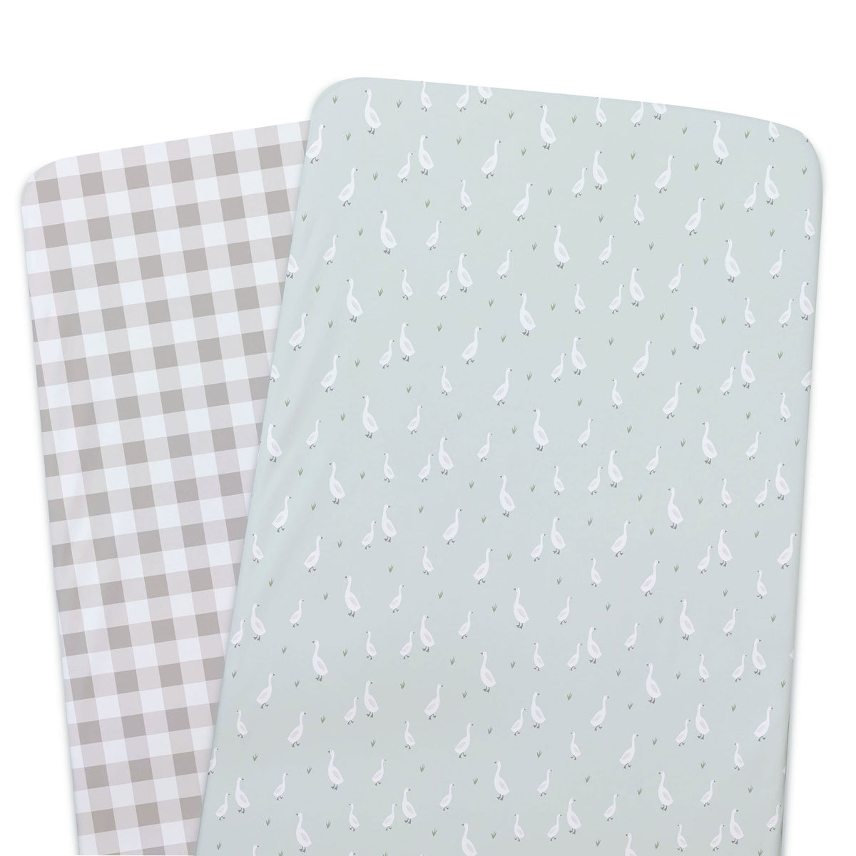 Provincial 2pk Jersey Co Sleeper/Bedside Sleeper Fitted Sheets - Olive/Taupe - Bubba Blue Australia