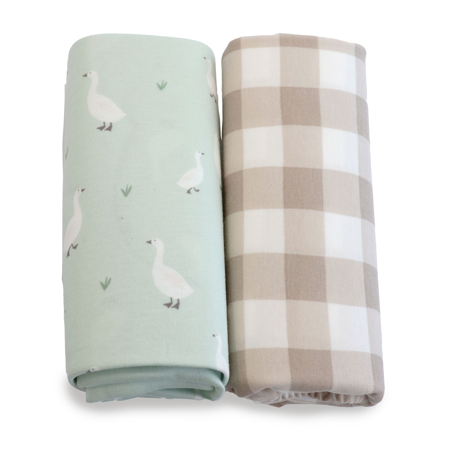 Provincial 2pk Jersey Co Sleeper/Bedside Sleeper Fitted Sheets - Olive/Taupe - Bubba Blue Australia