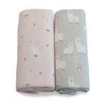 Provincial 2pk Jersey Co Sleeper/Bedside Sleeper Fitted Sheets - Blush/Grey - Bubba Blue Australia