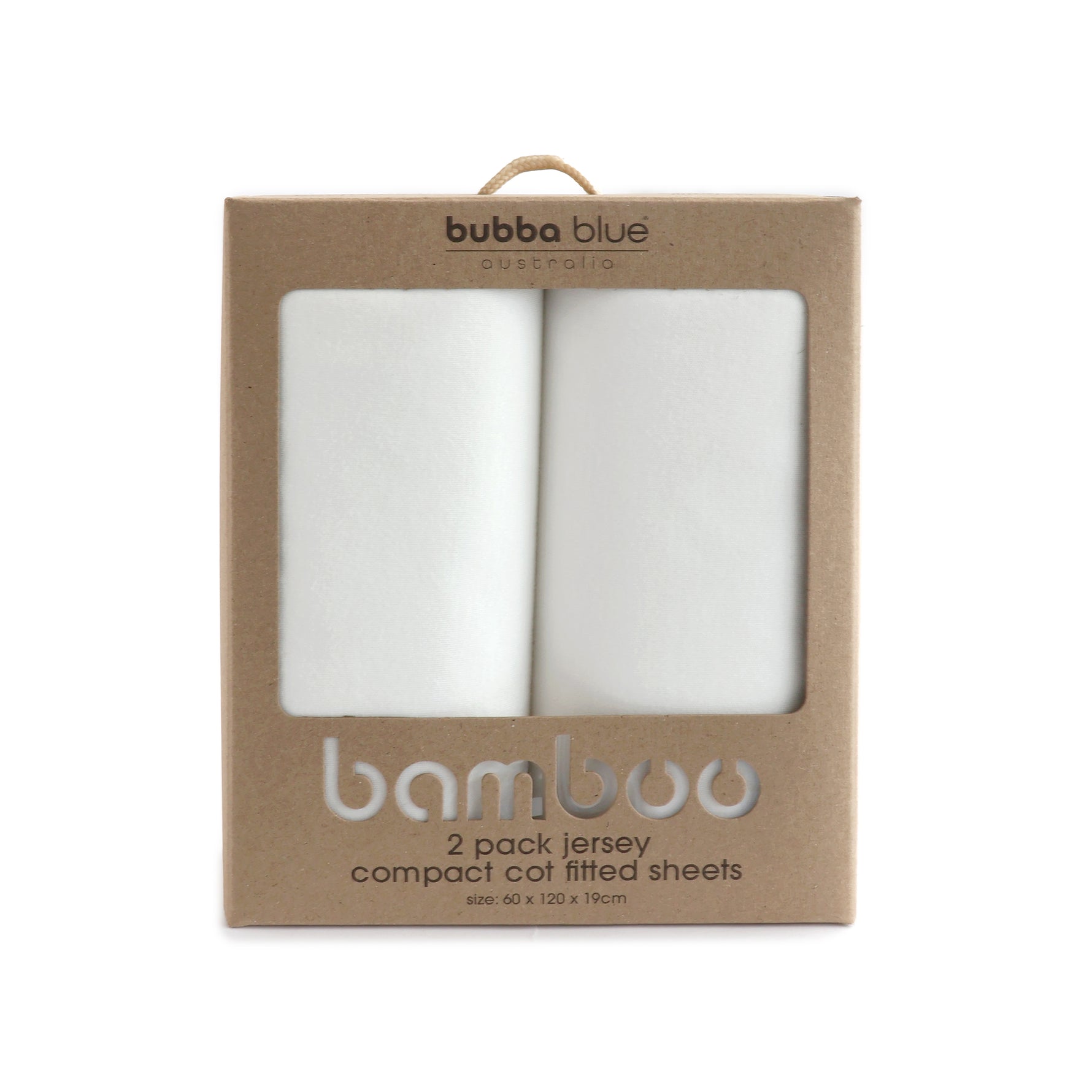 Bamboo White 2pk Compact Cot Jersey Fitted Sheets - Bubba Blue Australia