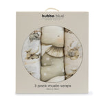 Elephant Bedtime 3pk Muslin Wraps - Bubba Blue Australia