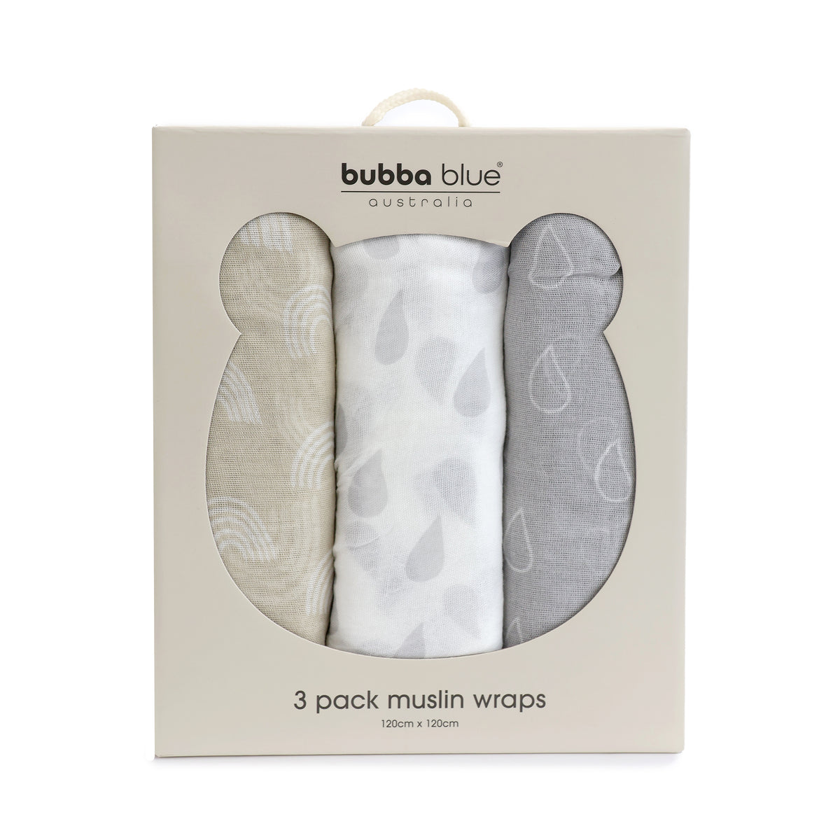 Nordic 3pk Muslin Wraps Grey/Sand - Bubba Blue Australia