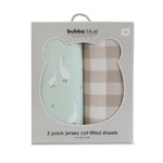 Provincial 2pk Jersey Cot Fitted Sheets - Olive/Taupe - Bubba Blue Australia
