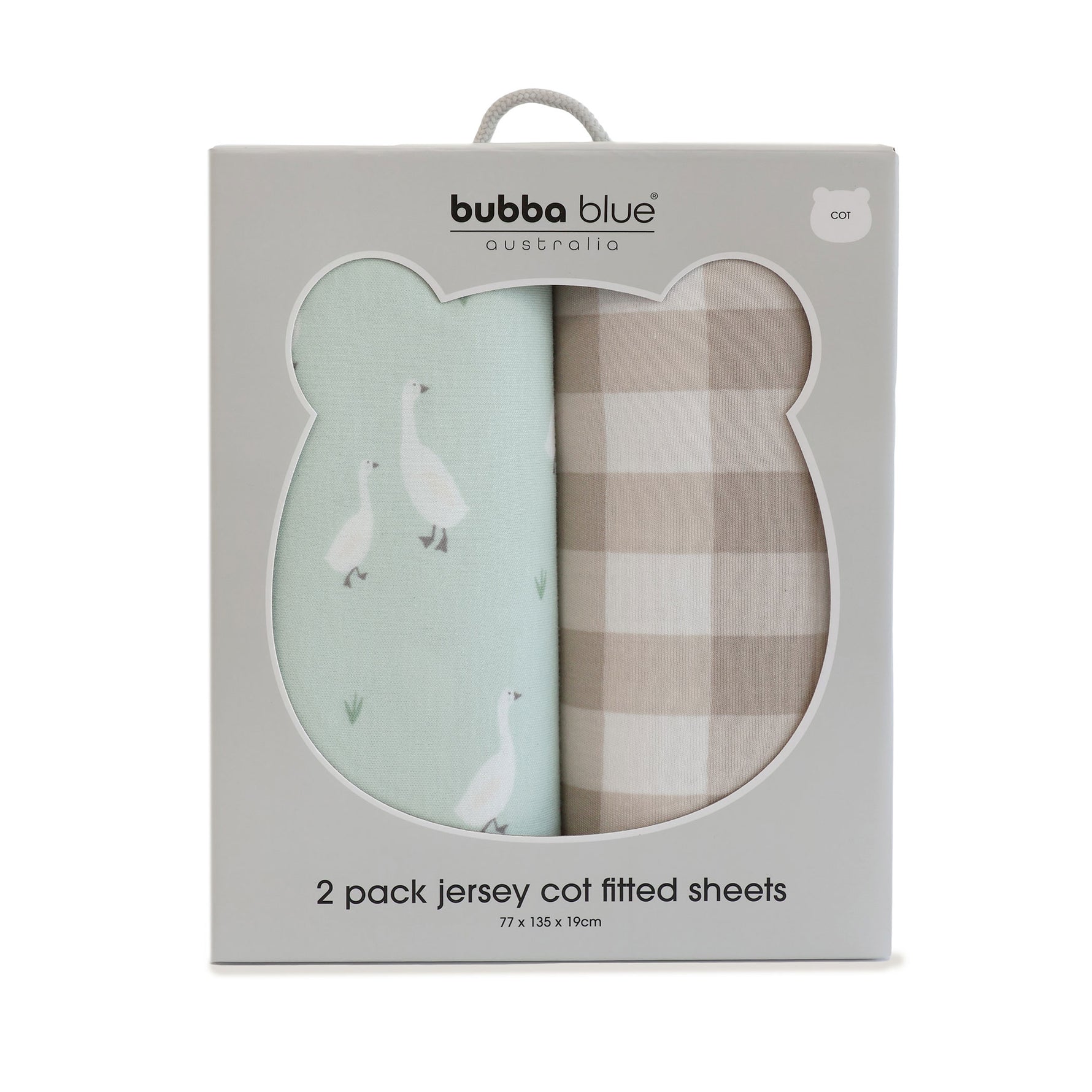 Provincial 2pk Jersey Cot Fitted Sheets - Olive/Taupe - Bubba Blue Australia
