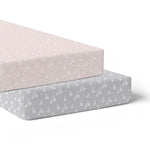 Provincial 2pk Jersey Cot Fitted Sheets - Blush/Grey - Bubba Blue Australia