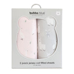 Provincial 2pk Jersey Cot Fitted Sheets - Blush/Grey - Bubba Blue Australia