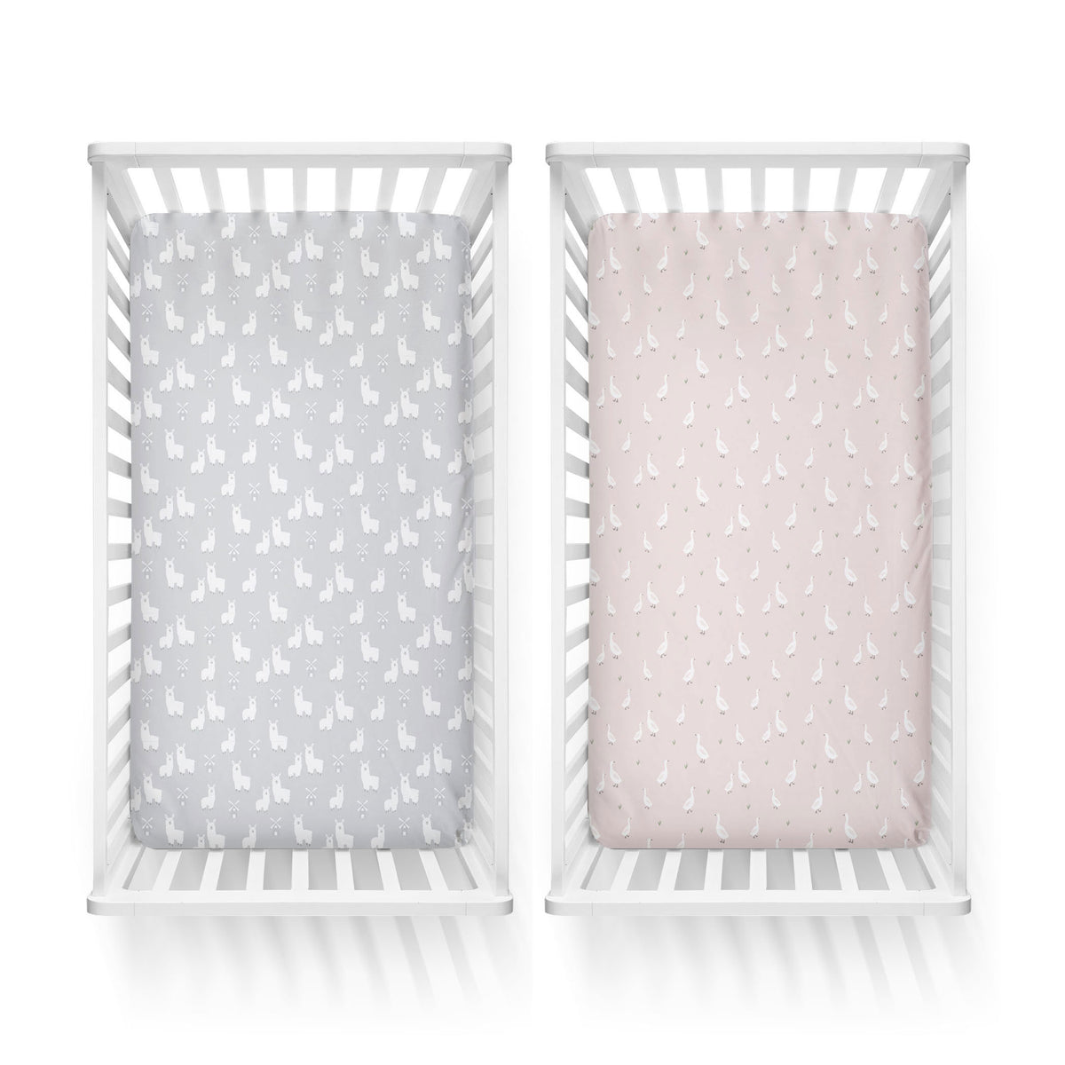 Provincial 2pk Jersey Cot Fitted Sheets - Blush/Grey - Bubba Blue Australia