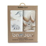 Jurassic Bamboo 2pk Jersey Co Sleeper/Bedside Sleeper Fitted Sheets - Bubba Blue Australia