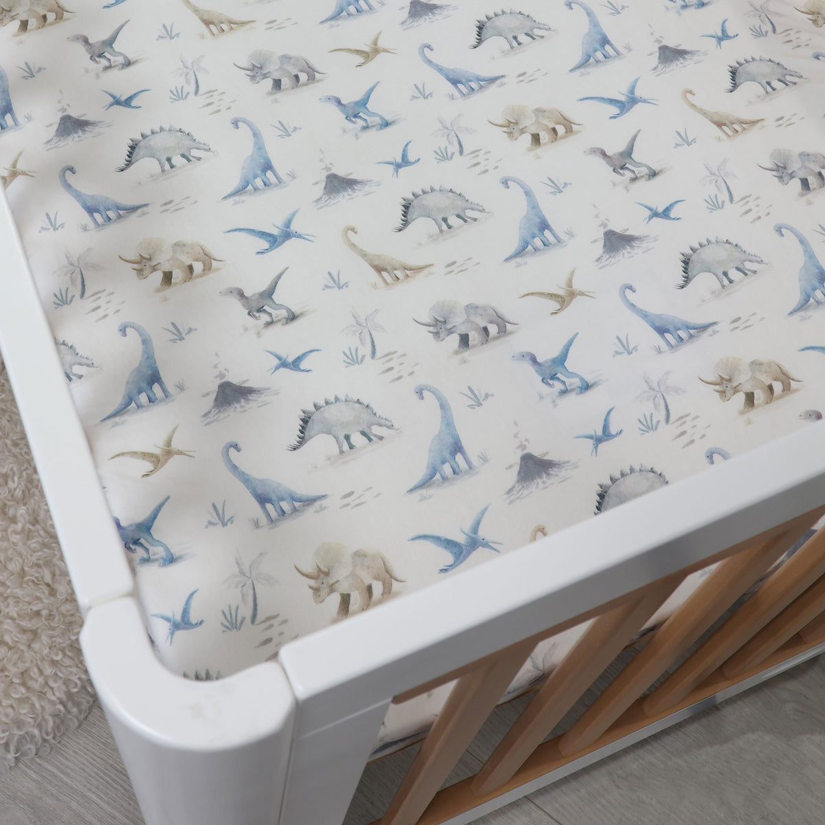 Jurassic Bamboo 2pk Jersey Cot Fitted Sheets - Bubba Blue Australia