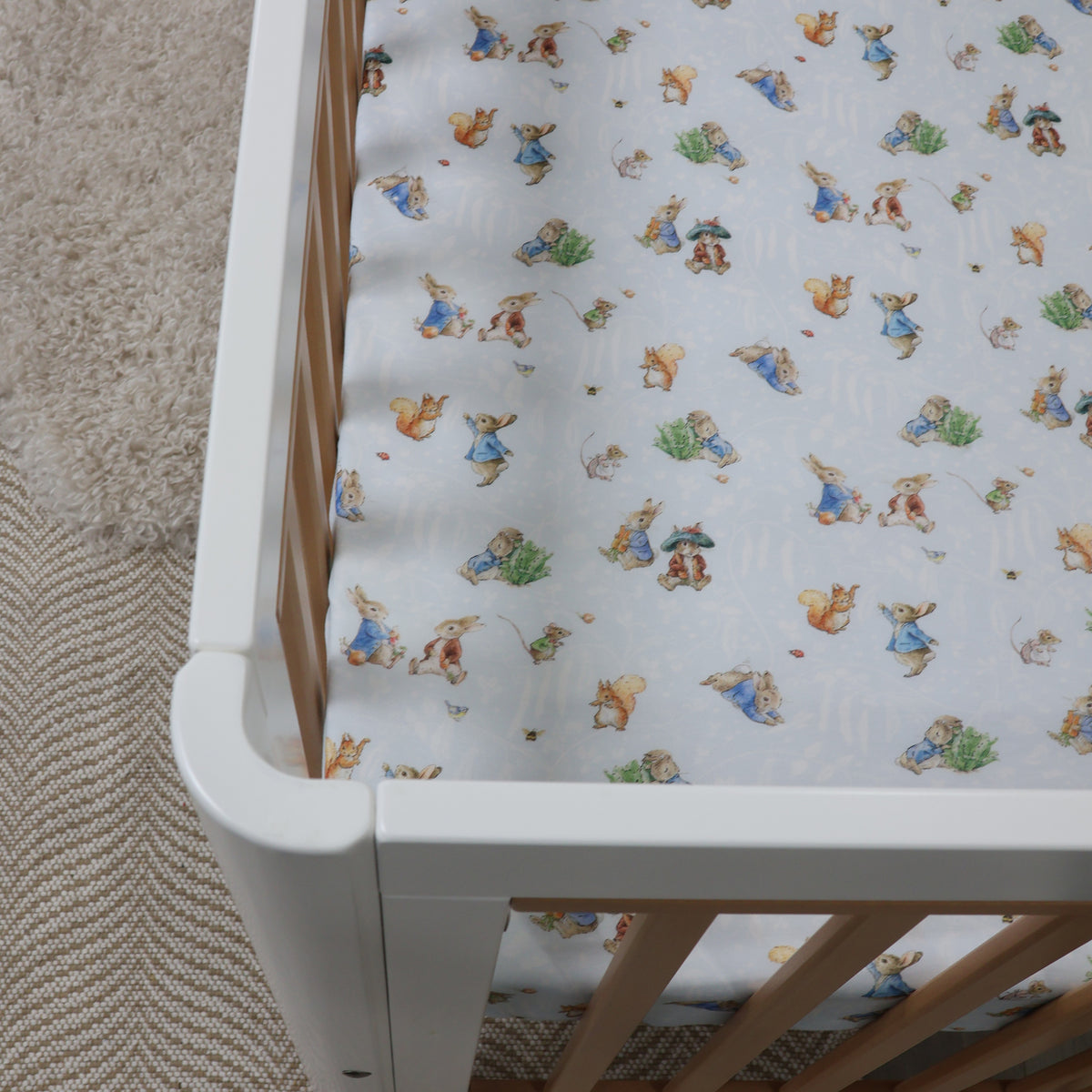 Peter Rabbit & Benjamin Bunny Cot Fitted Sheet - Bubba Blue Australia