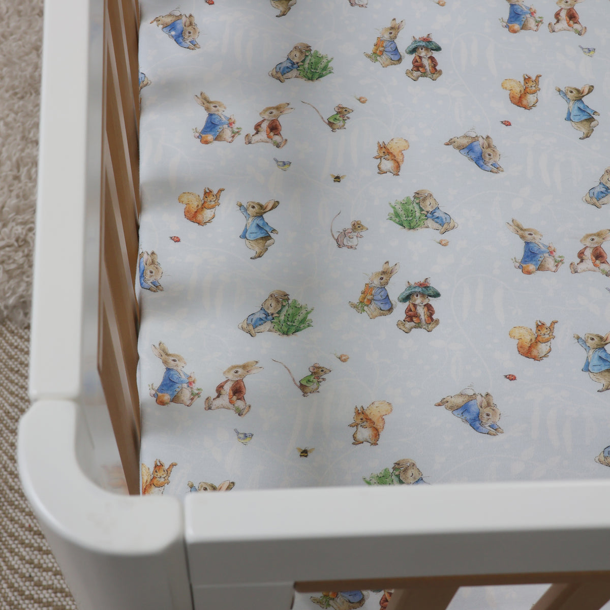 Peter Rabbit & Benjamin Bunny Cot Fitted Sheet - Bubba Blue Australia