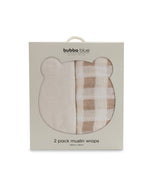 Bubba Sundae 2pk Muslin Wraps - Chestnut - Bubba Blue Australia