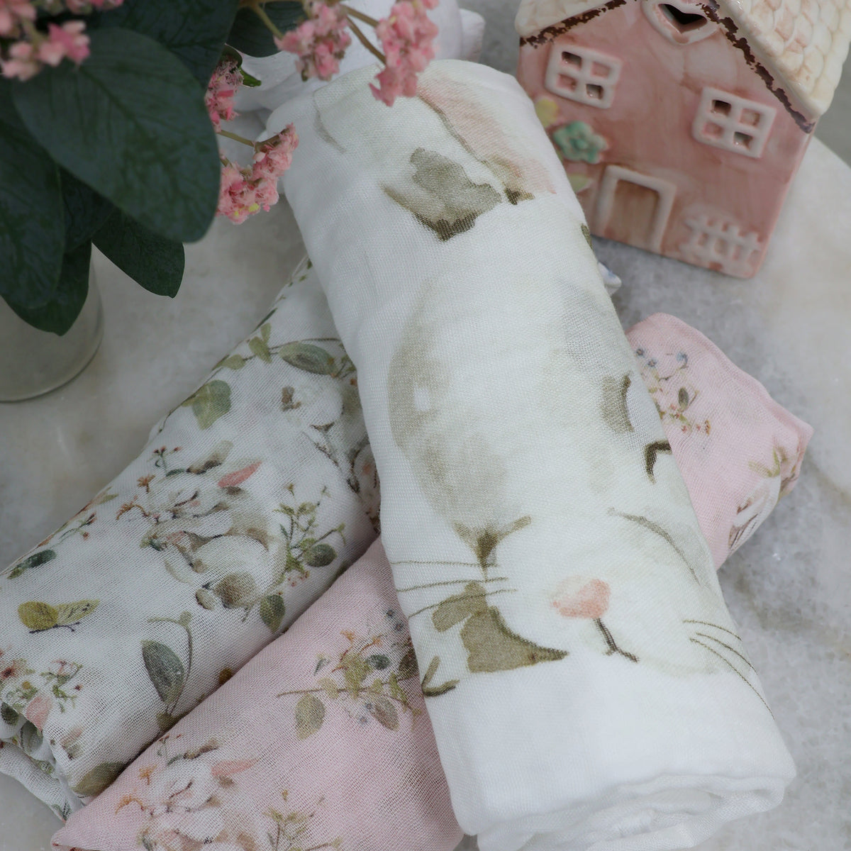 Sleeping Bunny 3pk Muslin Wraps - Bubba Blue Australia