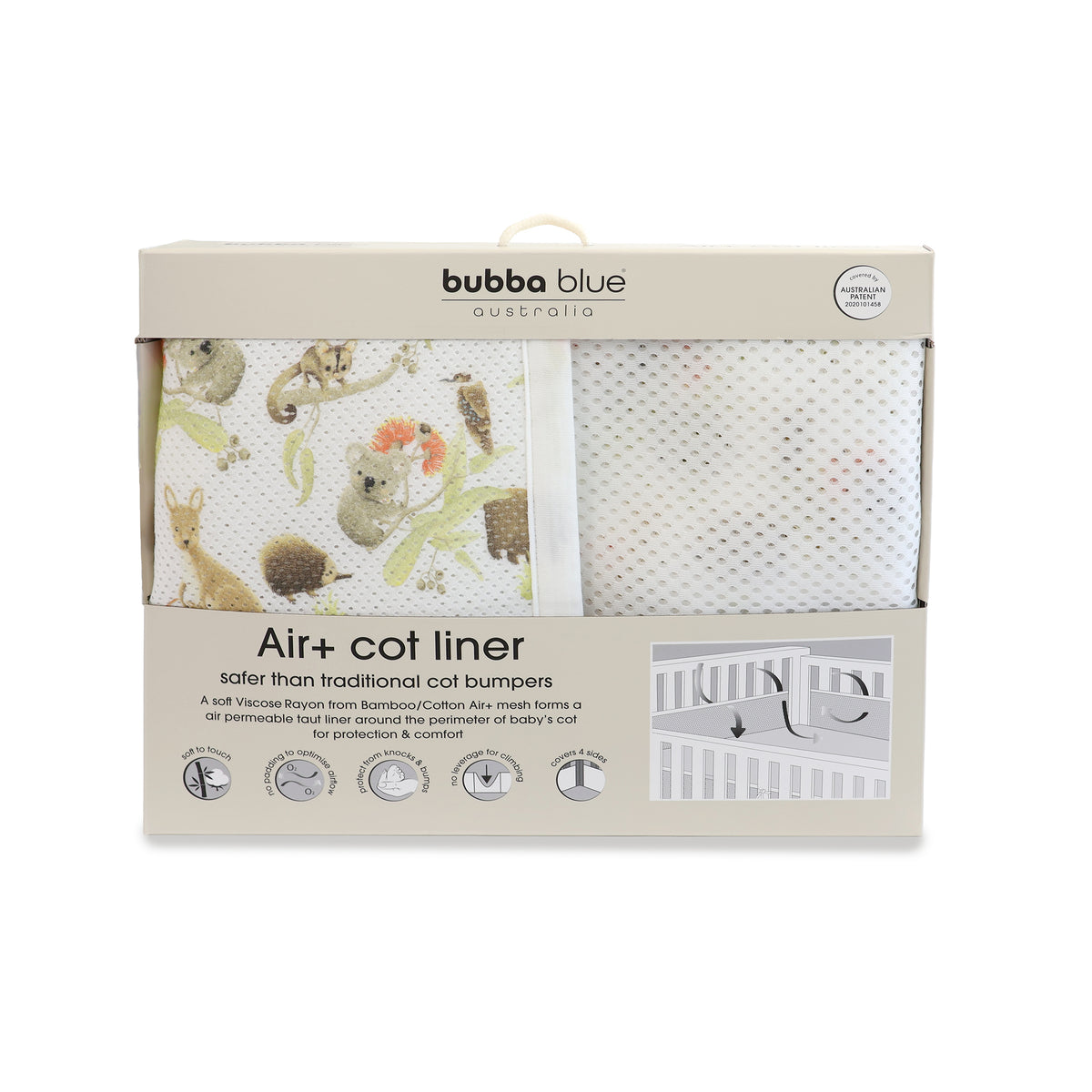 Aussie Animals Air+ Cot Liner - Bubba Blue Australia