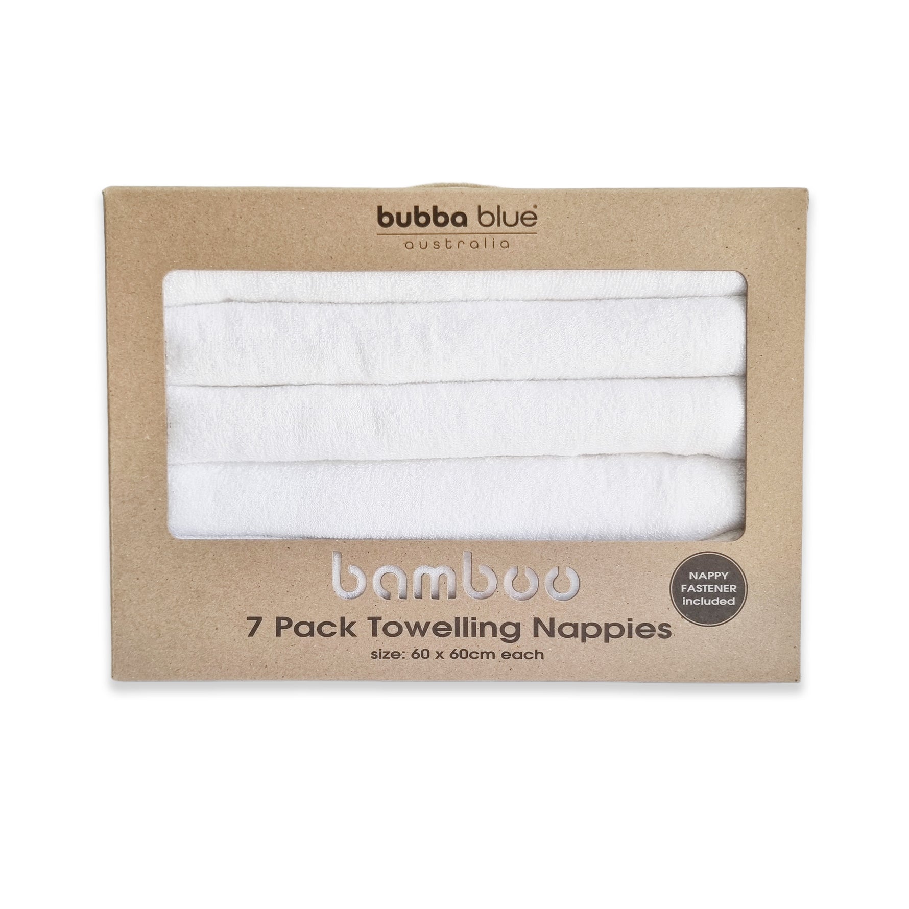 Bamboo White 7 pack Nappies / Towelling Squares - Bubba Blue Australia