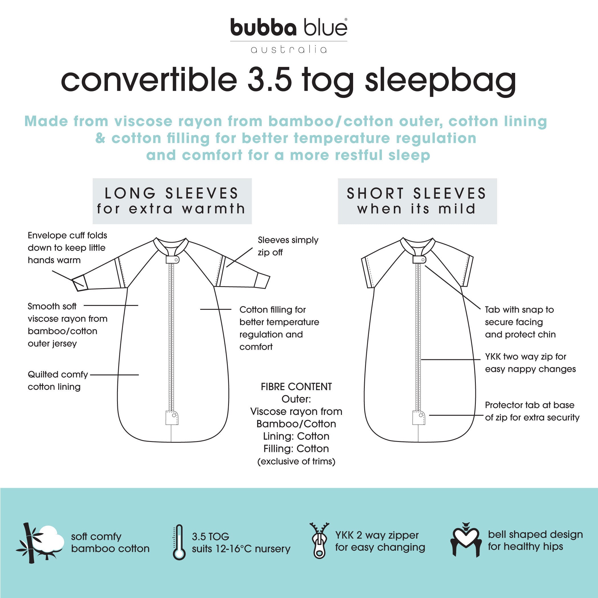 Nordic 3.5 TOG Convertible Sleep Bag - Rose