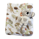 Aussie Animals Koala Muslin Swaddle Wrap and Knit Rattle Toy Gift Set - Bubba Blue Australia