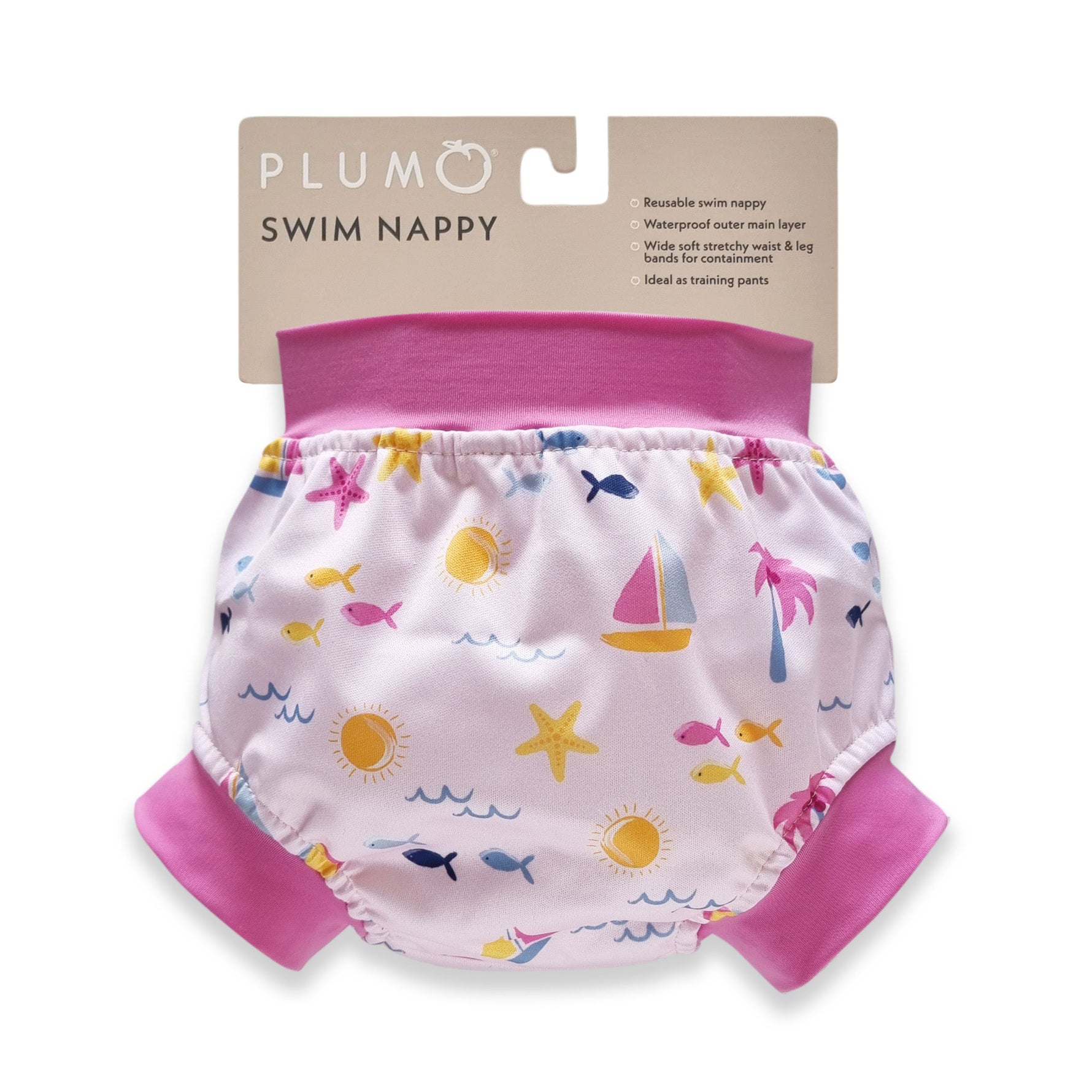PLUM Swim Nappy - Maui(Pink) - Bubba Blue Australia