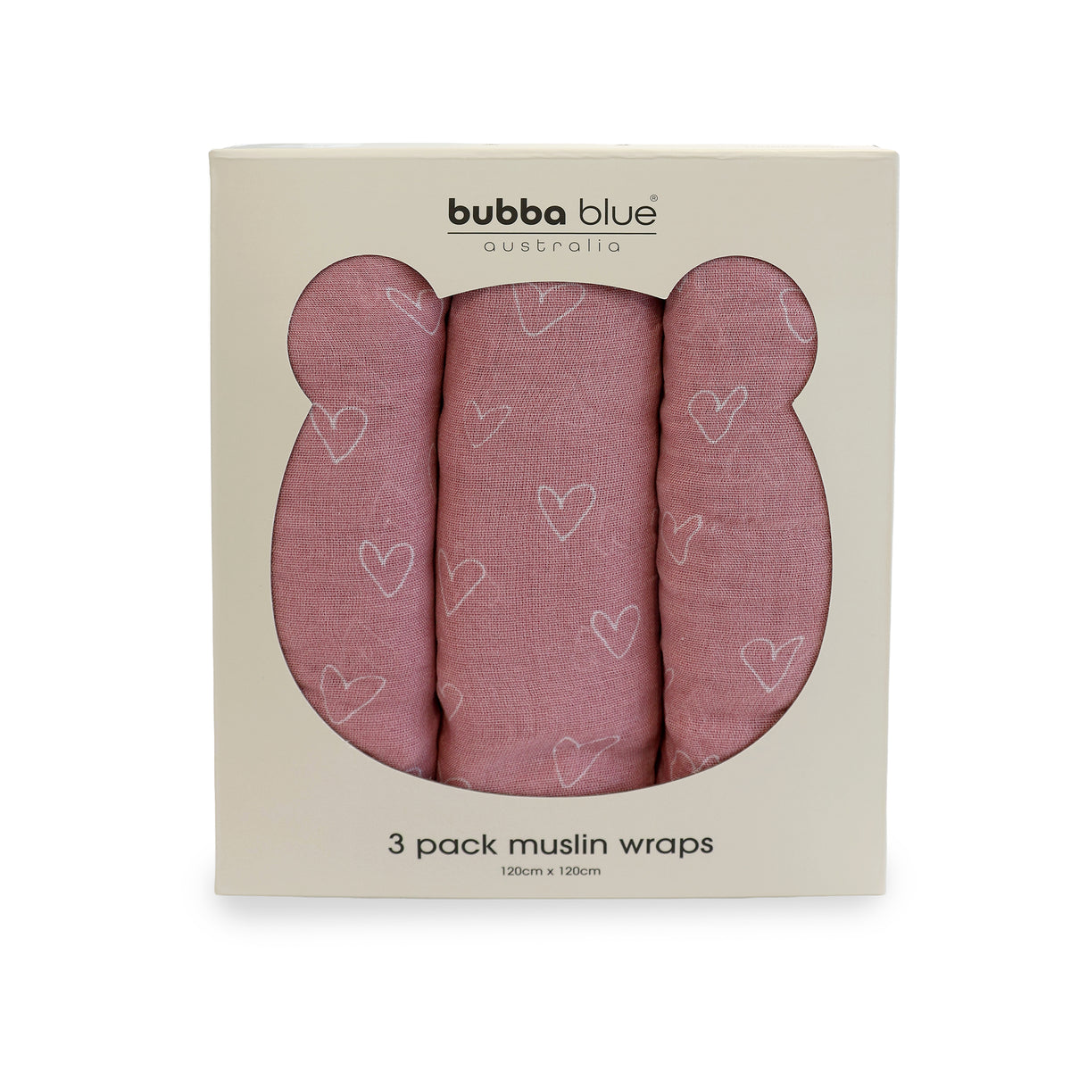 Nordic 3pk Muslin Wraps Dusty Berry