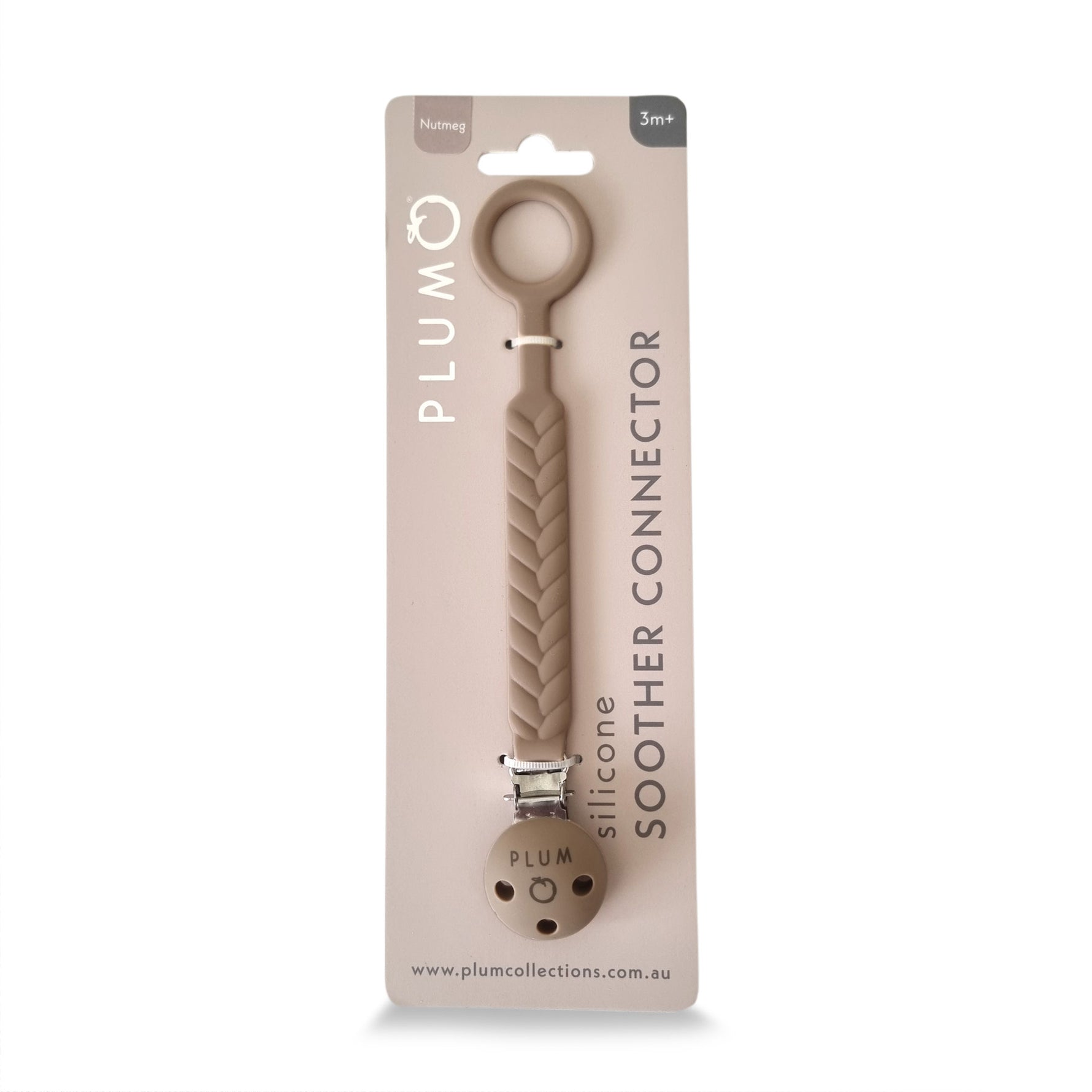 PLUM Silicone Soother Connector - Nutmeg - Bubba Blue Australia
