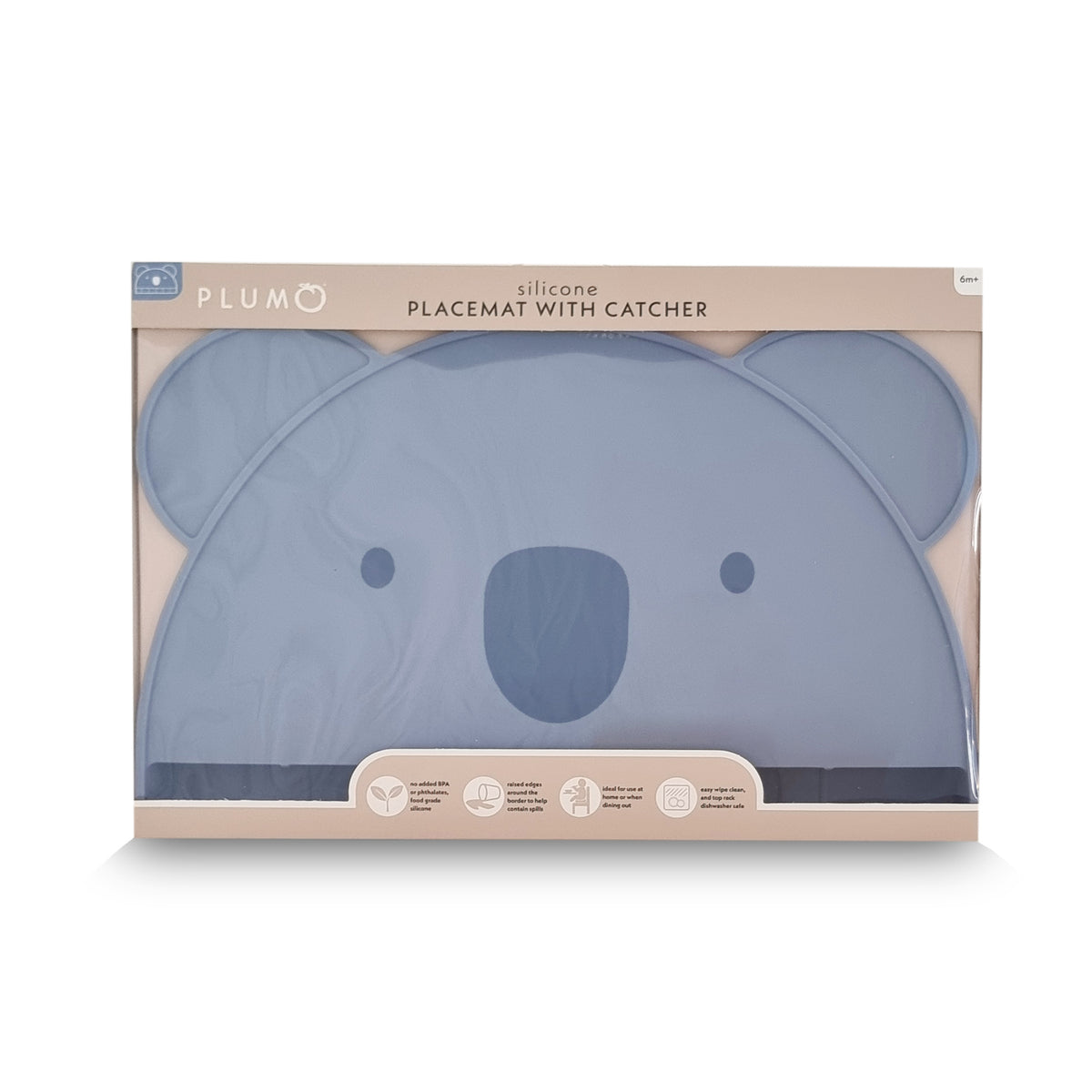 Plum Silicone Koala Placemat with Catcher - Steel Blue - Bubba Blue Australia