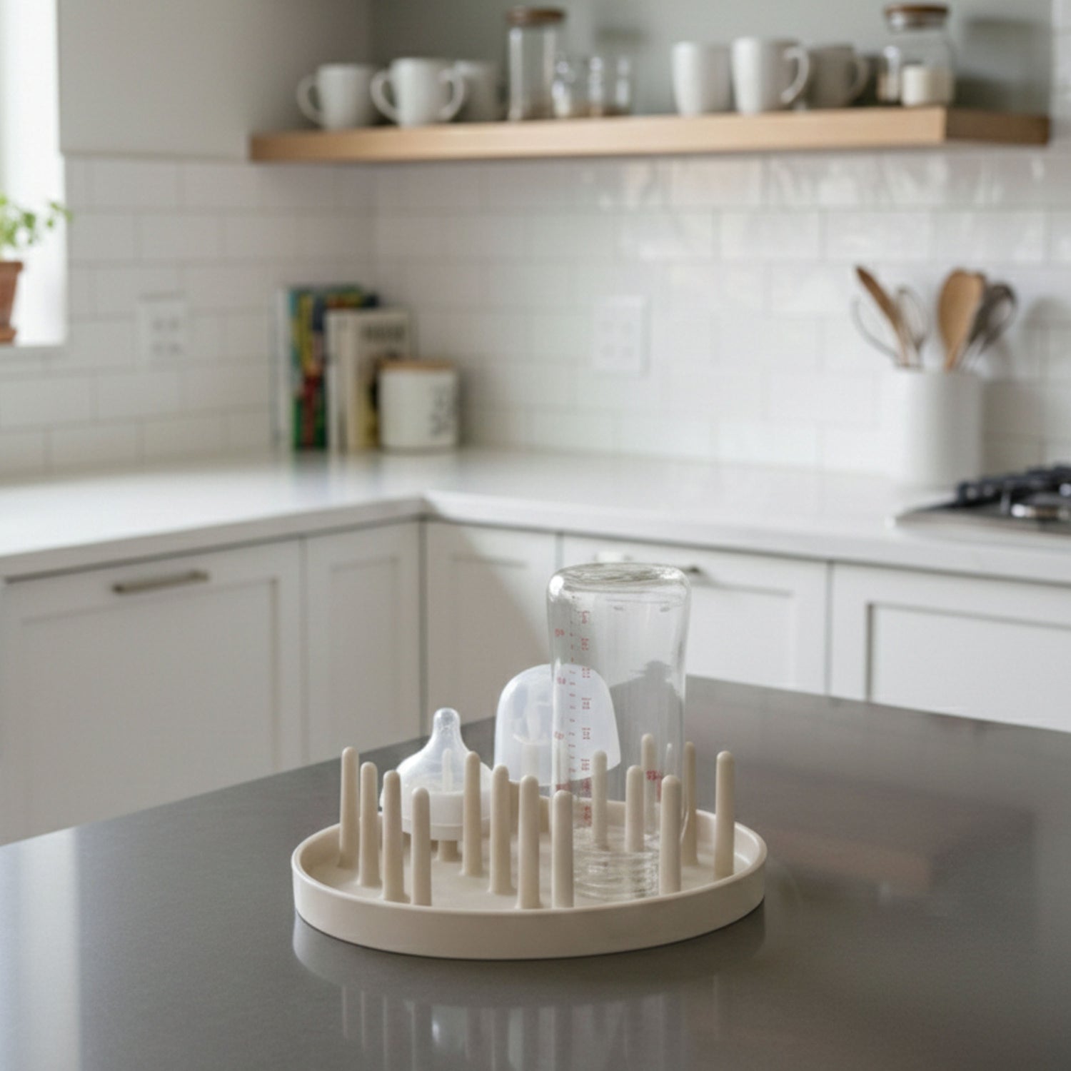 Plum Mini Hedgehog Silicone Drying Rack - Sand