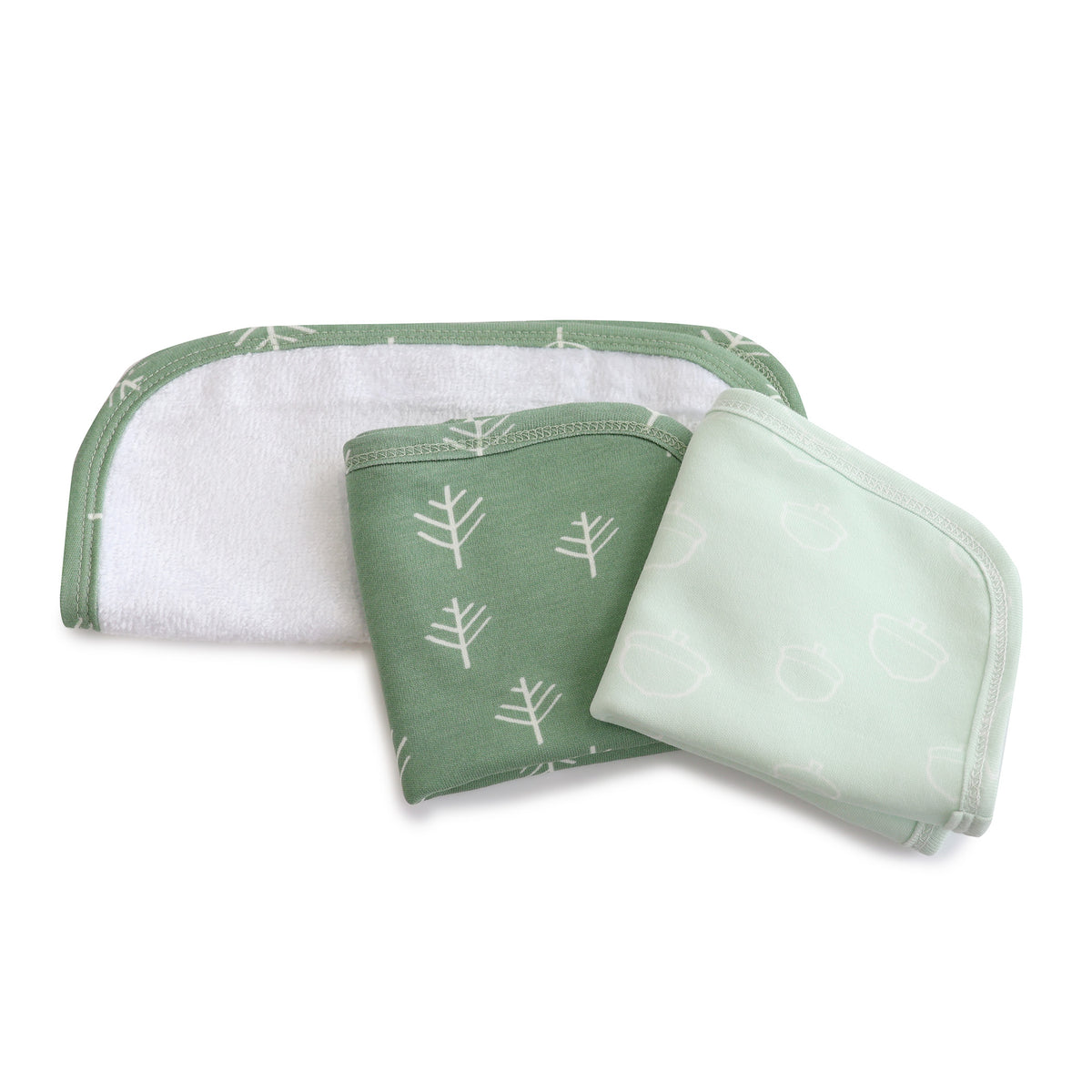 Nordic 3pk Wash Cloth Dusty Avocado/Forest - Bubba Blue Australia