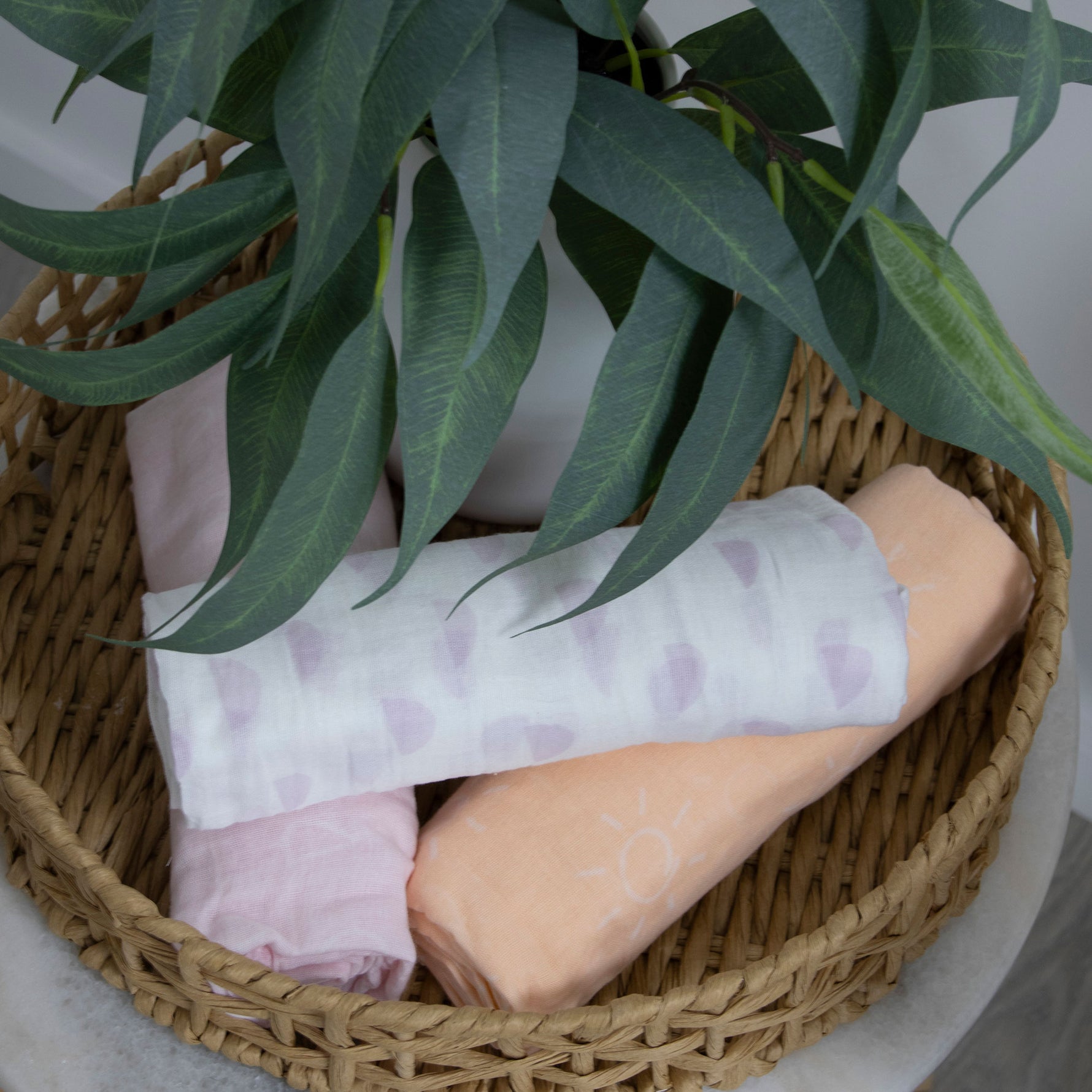 Nordic 3pk Muslin Wraps Peach/Lilac - Bubba Blue Australia