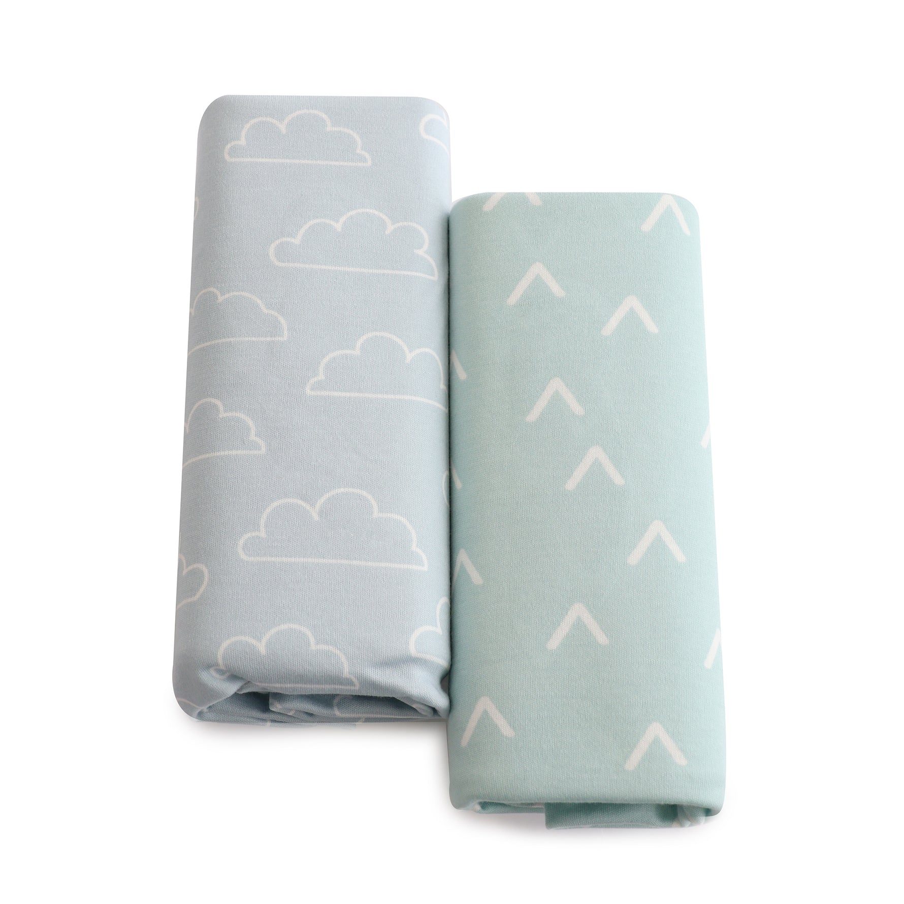 Nordic 2pk Jersey Co Sleeper/Bedside Sleeper Fitted Sheets Dusty Sky/Mint - Bubba Blue Australia