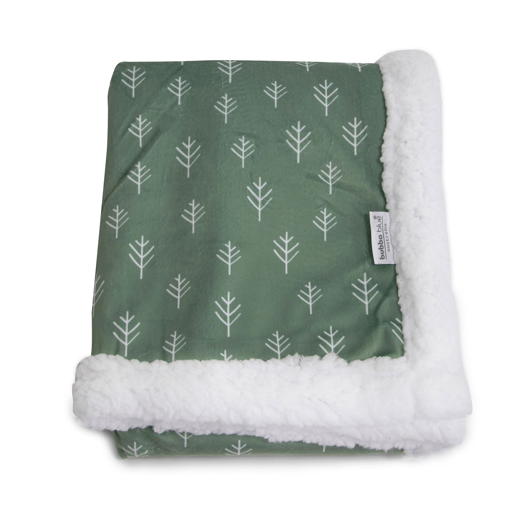 Nordic Velour Cuddle Blanket with Fleece Lining - Avocado/Forest - Bubba Blue Australia