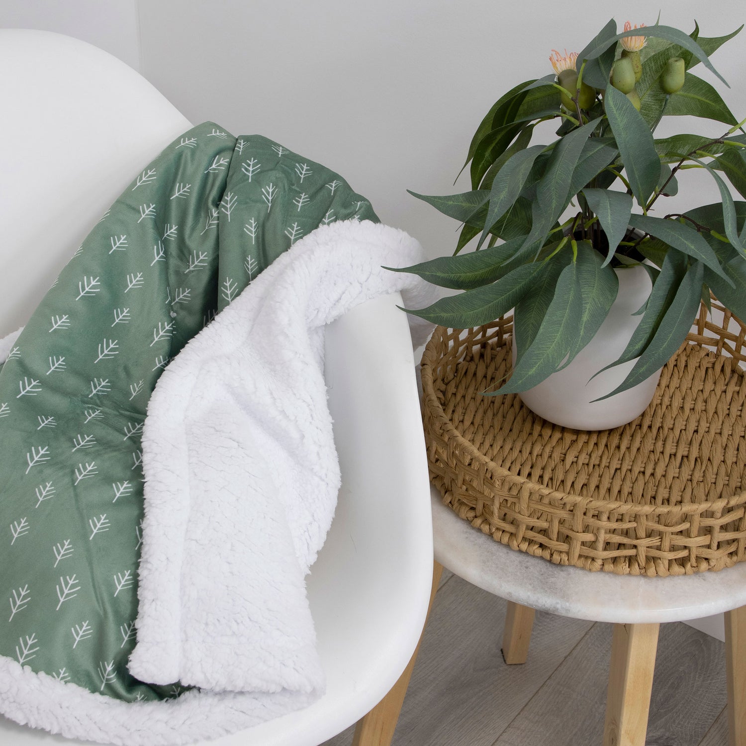 Nordic Velour Cuddle Blanket with Fleece Lining - Avocado/Forest - Bubba Blue Australia