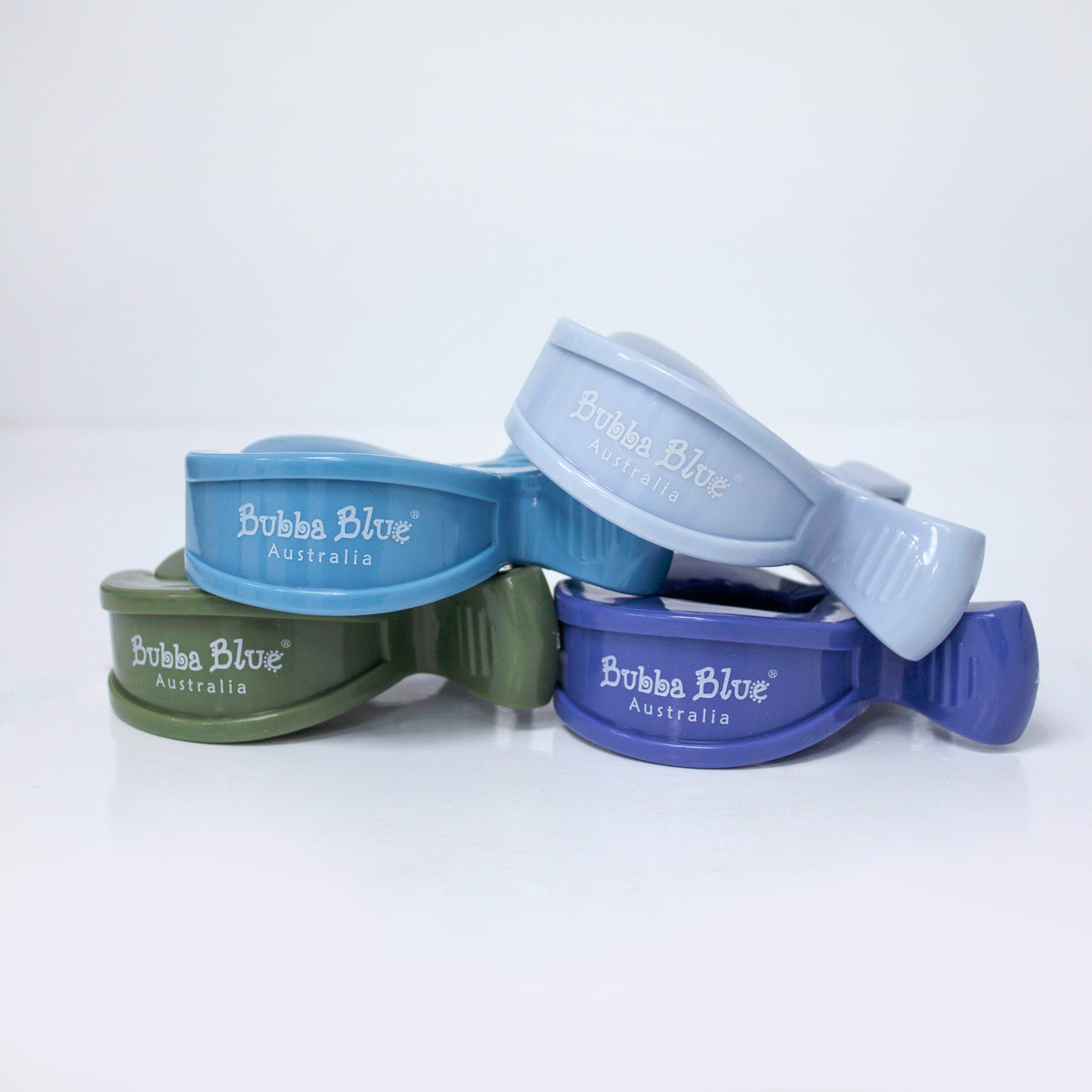4pk Pram Clips Boy Pack - Dusty Blue/Teal/Navy/Pesto - Bubba Blue Australia