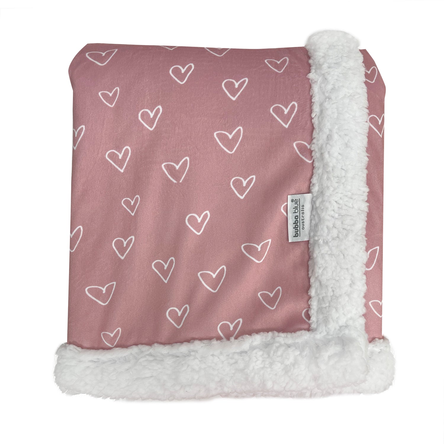 Nordic Velour Cuddle Blanket with Fleece Lining - Berry Heart - Bubba Blue Australia