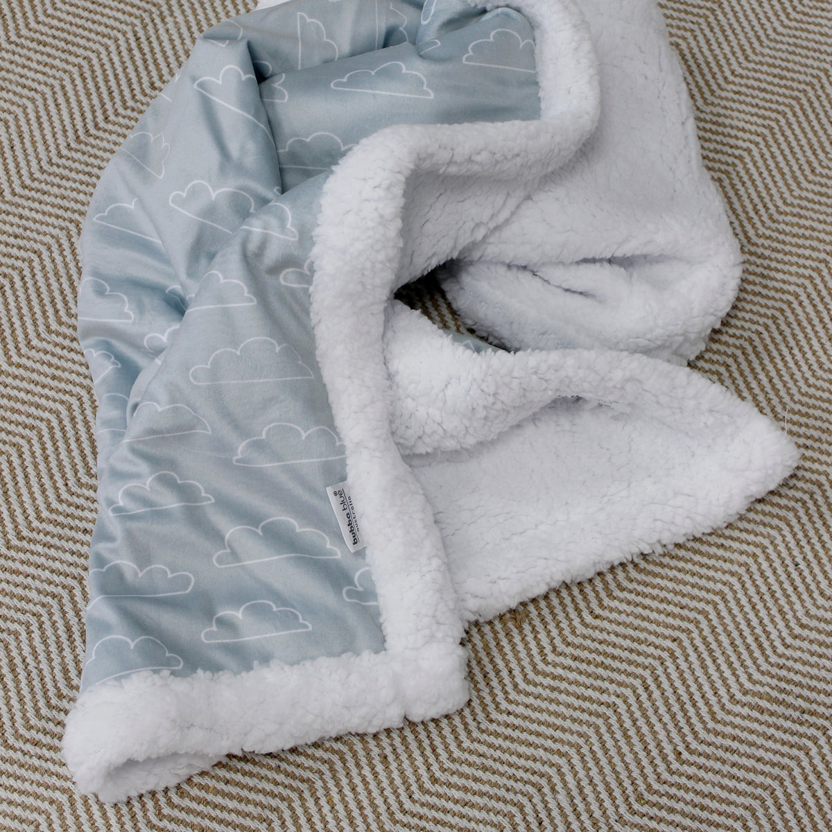 Nordic Velour Cuddle Blanket with Fleece Lining - Blue Cloud - Bubba Blue Australia