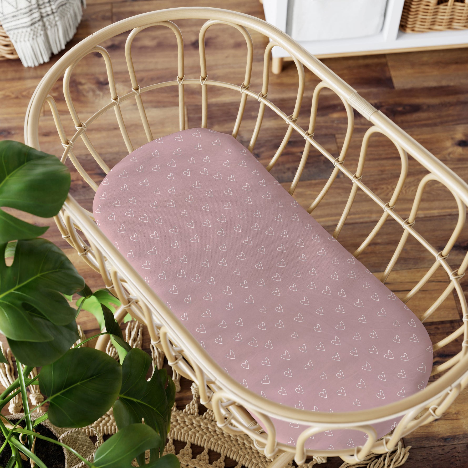 Nordic 2pk Jersey Bassinet Fitted Sheets Dusty Berry/Rose - Bubba Blue Australia