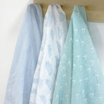 Nordic 3pk Muslin Wraps Dusty Sky/Mint - Bubba Blue Australia